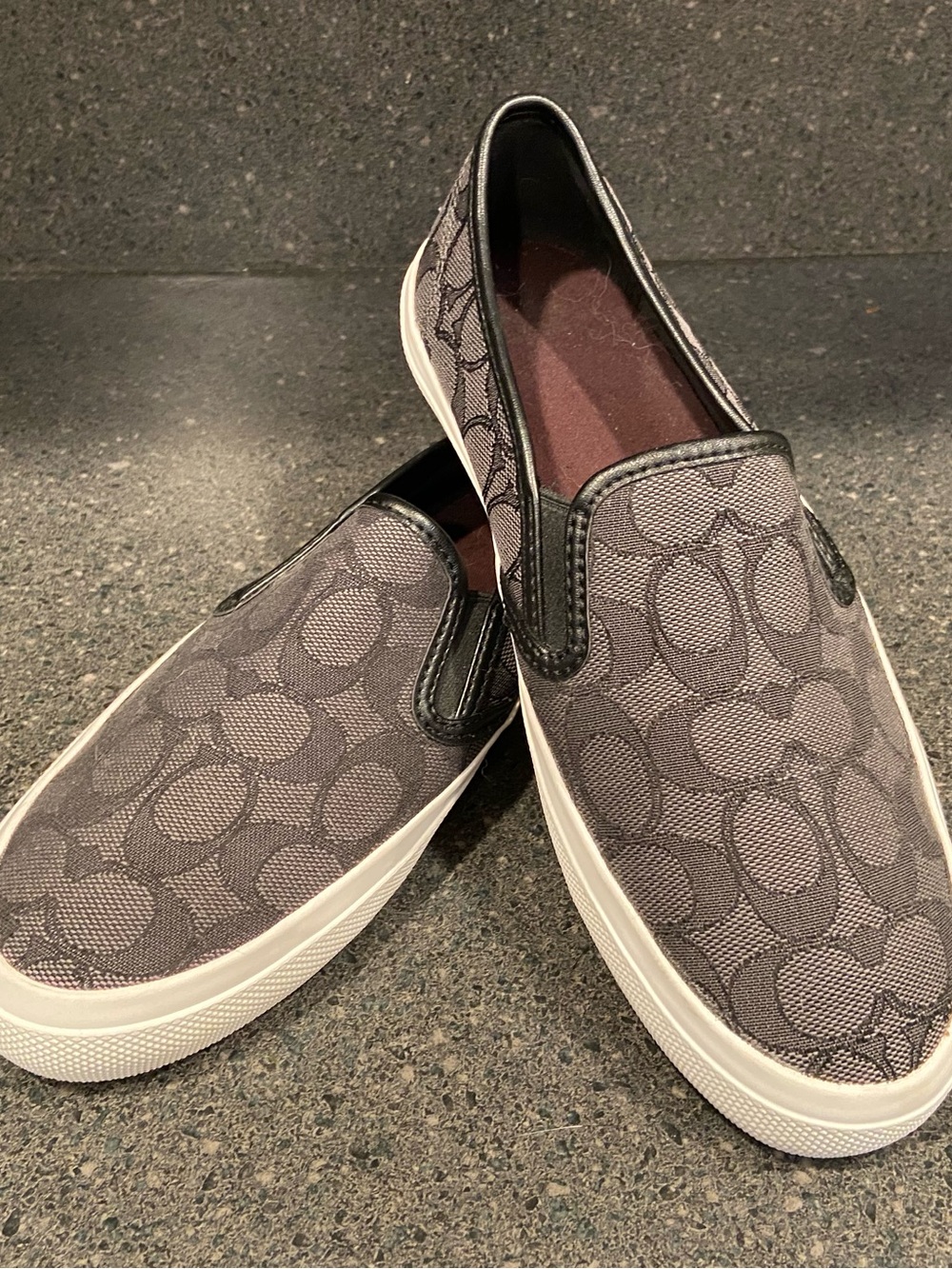 Coach Gray Signature Canvas Slip-On Flats